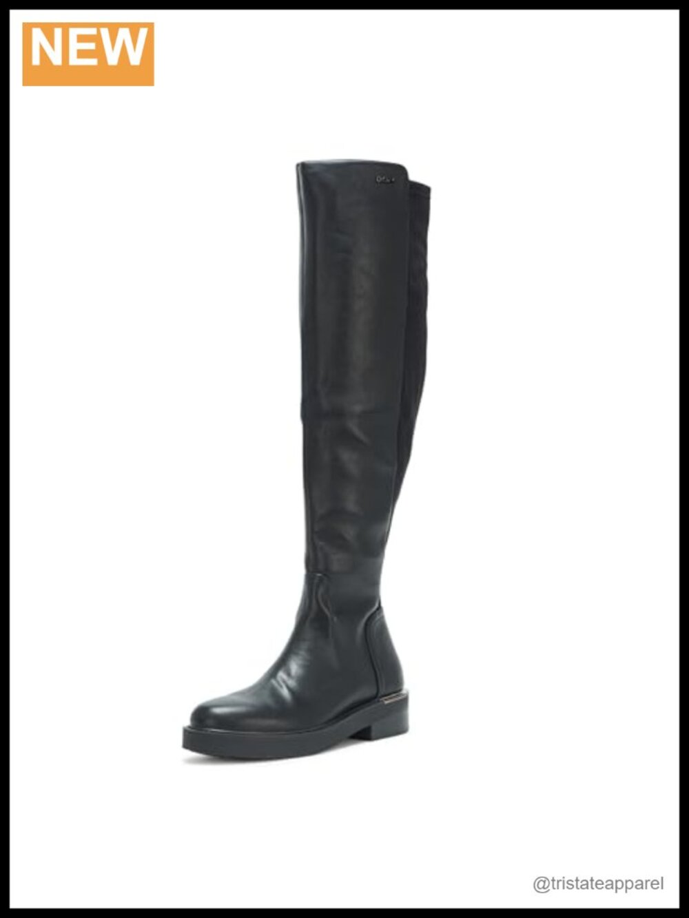 Knee High Boots Women's Extra Tall Leather Stacked Heel Zip
